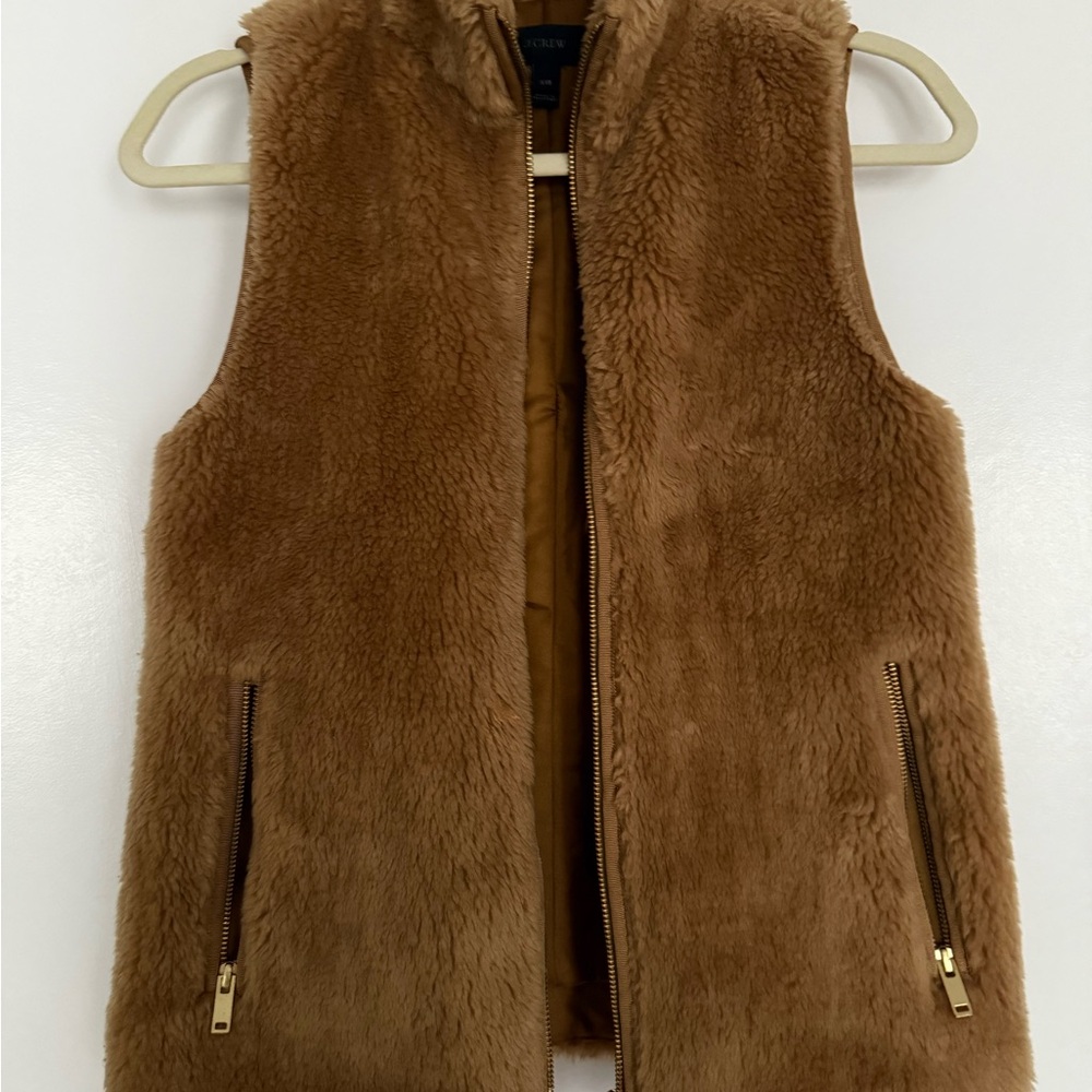 J. Crew Brown Faux Fur Vest